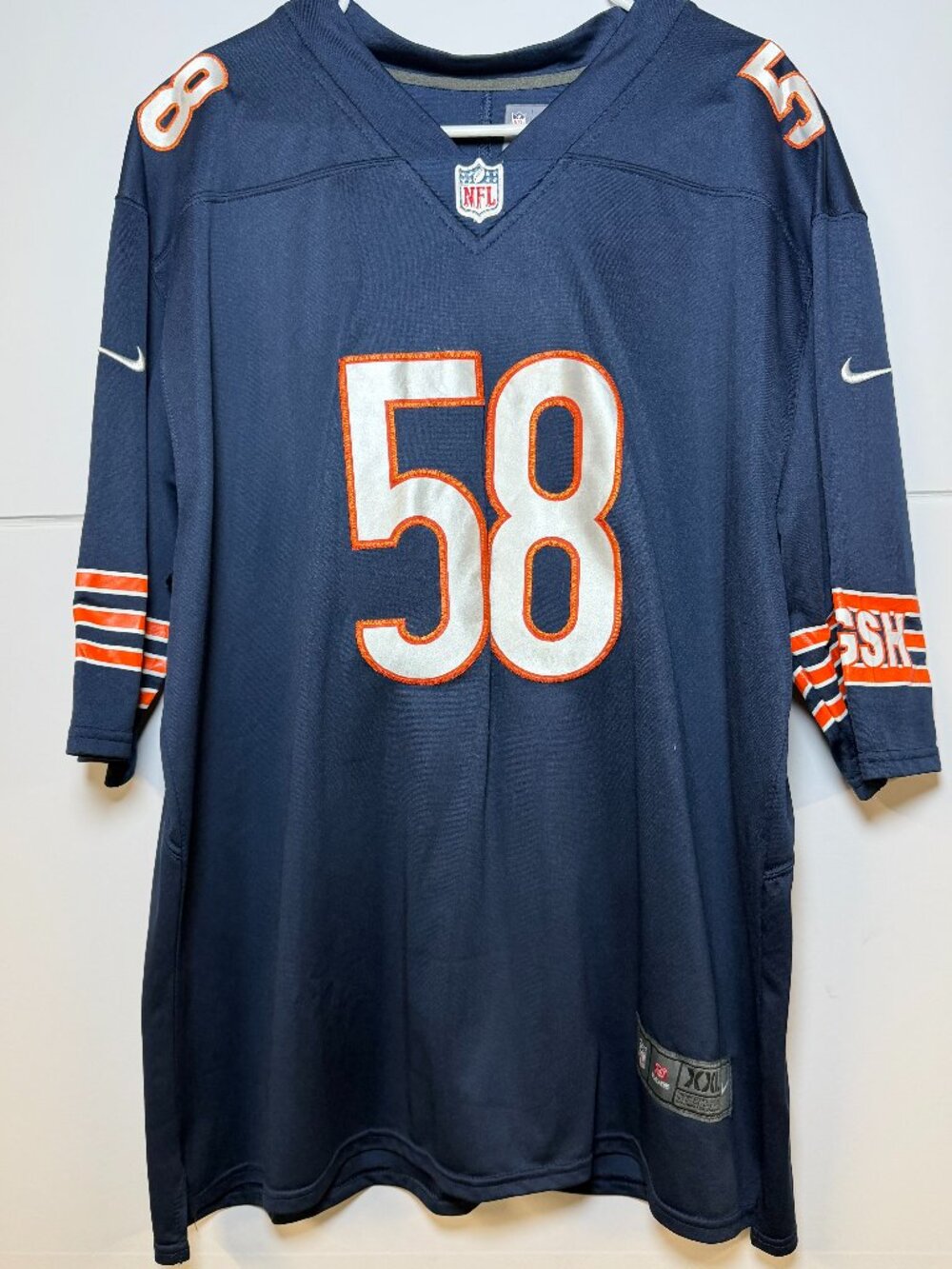 Nike On Field football NFL jersey, blue, men's XXL, Bears, #58, Smith,
